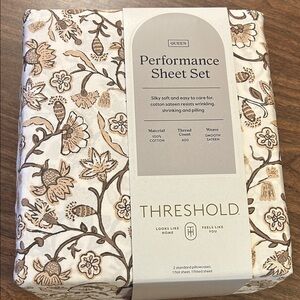 Threshold Floral Performance Sheet Set - Cream and Brown